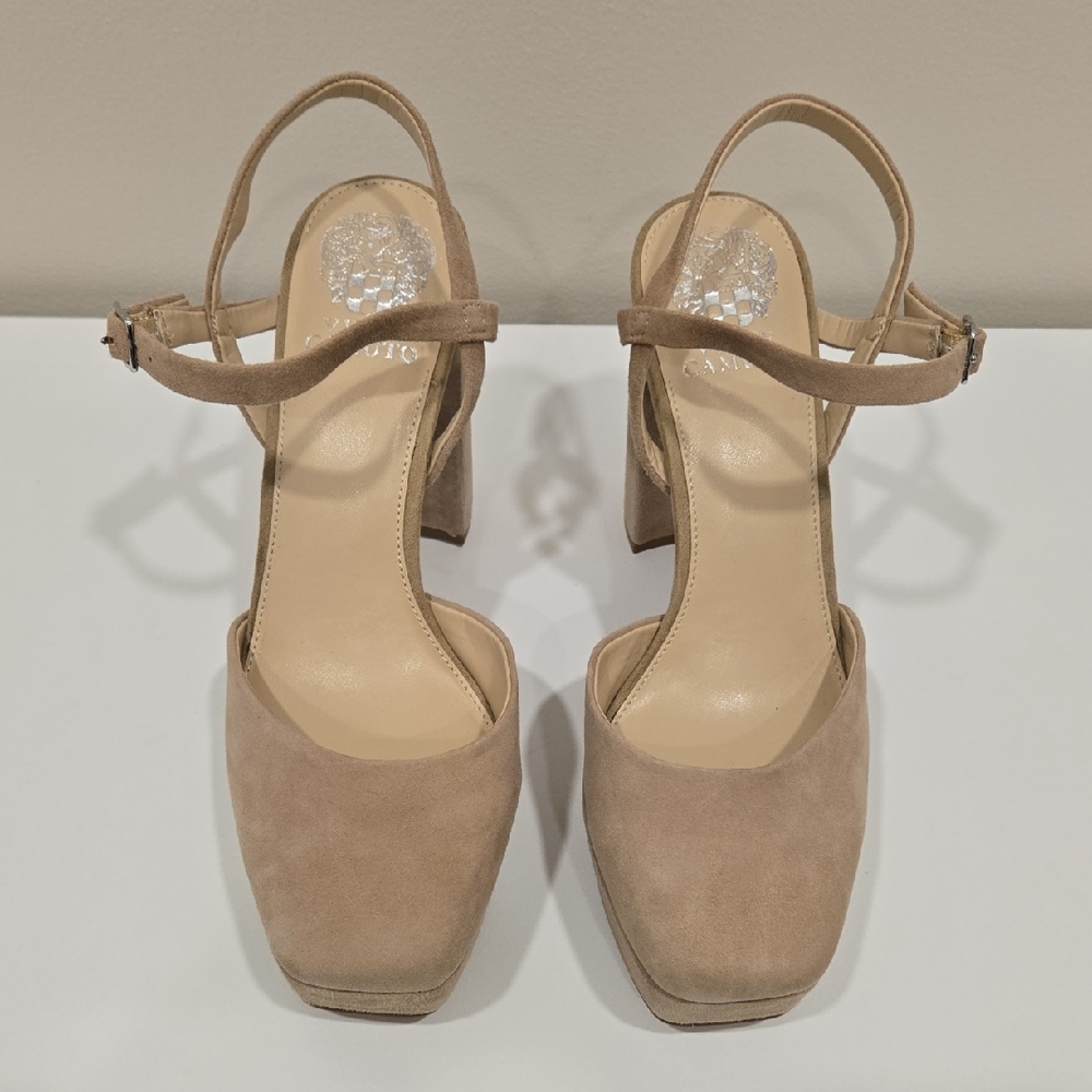 Vince Camuto Tan Suede Heels *NWOT* 4.63 Inch Heels - Picture 2 of 16